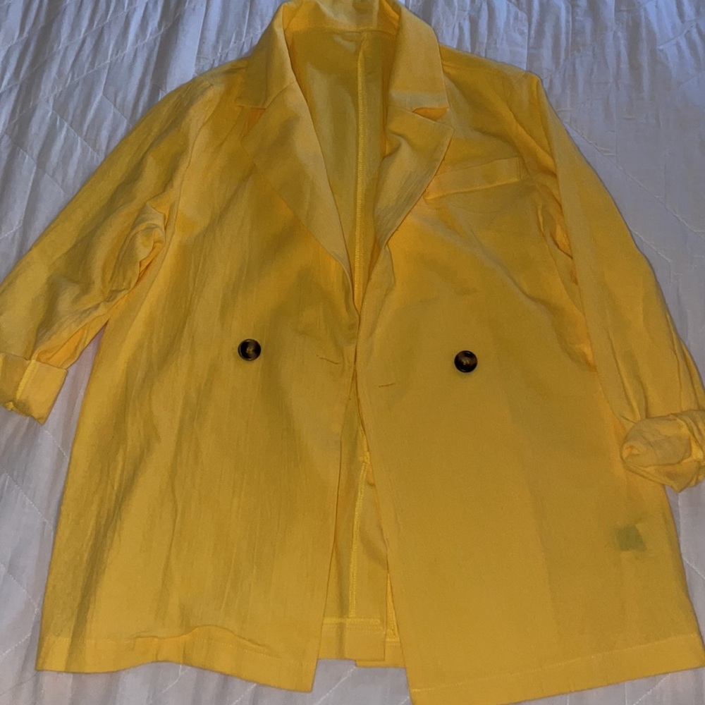 Solid Lapel Collar Button Front Blazer And Shorts… - image 5